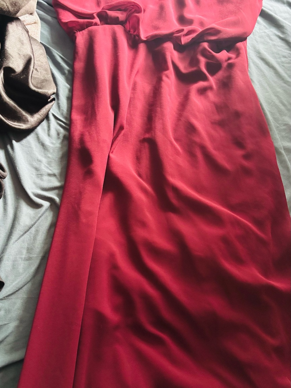 Elegant Red Satin Bridal dress